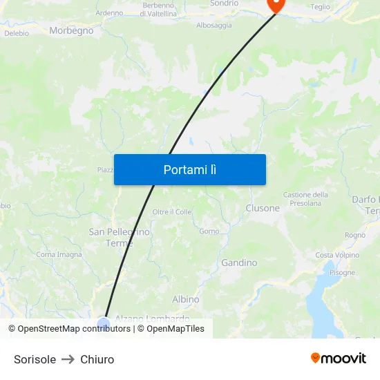 Sorisole to Chiuro map
