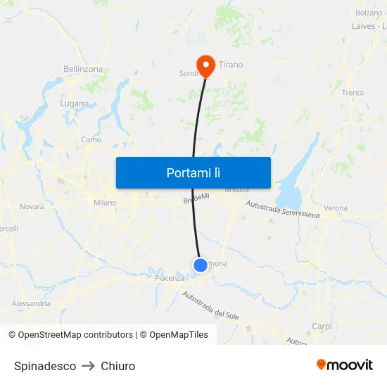 Spinadesco to Chiuro map