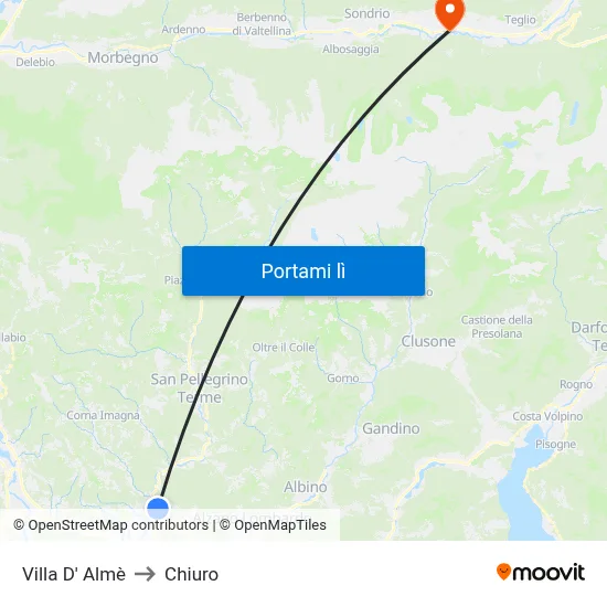 Villa D' Almè to Chiuro map