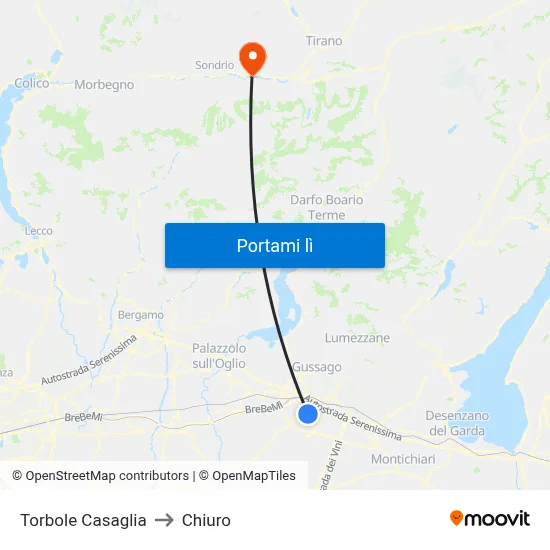 Torbole Casaglia to Chiuro map