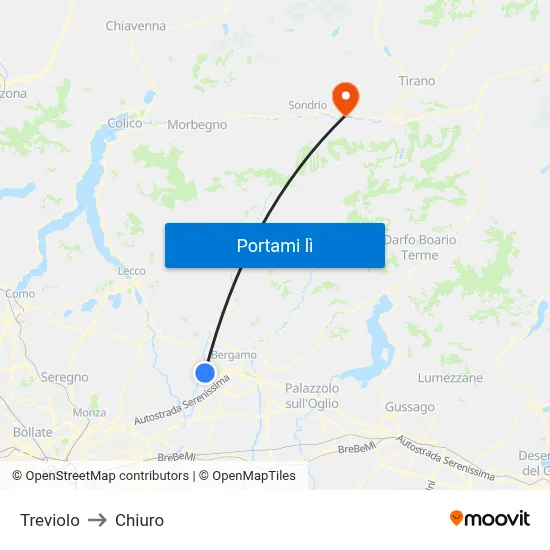 Treviolo to Chiuro map