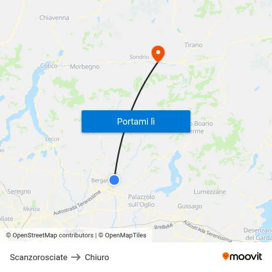Scanzorosciate to Chiuro map