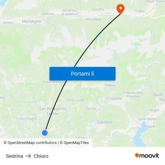 Sedrina to Chiuro map