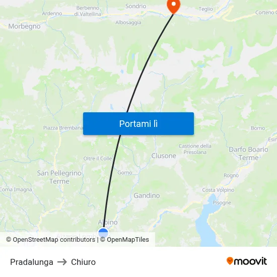 Pradalunga to Chiuro map