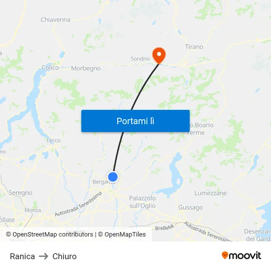 Ranica to Chiuro map