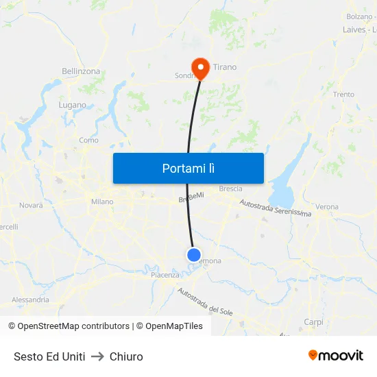 Sesto Ed Uniti to Chiuro map