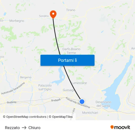 Rezzato to Chiuro map