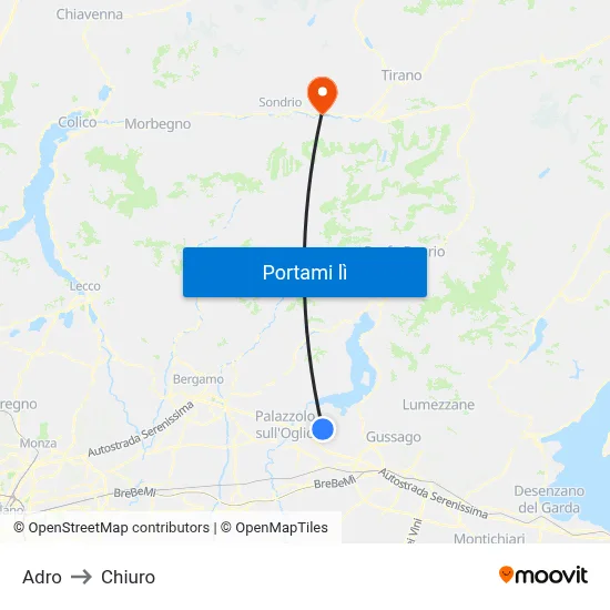 Adro to Chiuro map