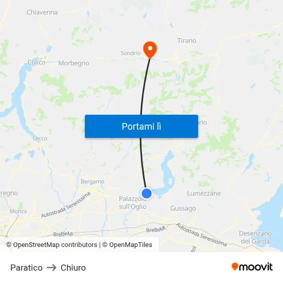 Paratico to Chiuro map