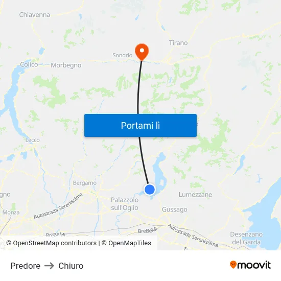 Predore to Chiuro map