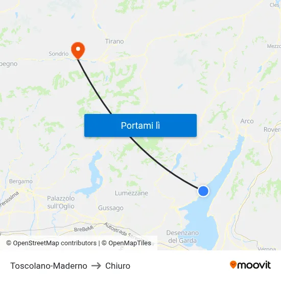 Toscolano-Maderno to Chiuro map