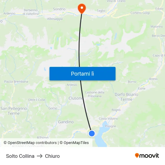 Solto Collina to Chiuro map