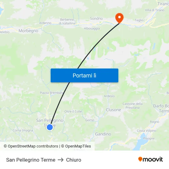 San Pellegrino Terme to Chiuro map