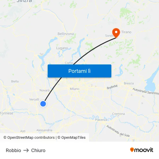 Robbio to Chiuro map