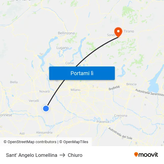 Sant' Angelo Lomellina to Chiuro map