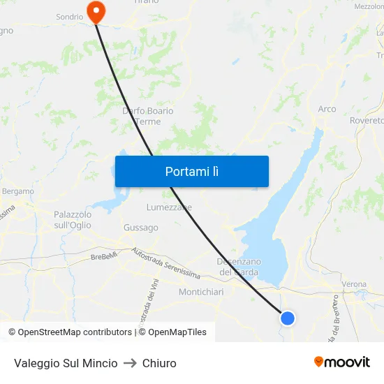 Valeggio Sul Mincio to Chiuro map