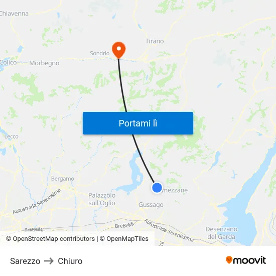 Sarezzo to Chiuro map