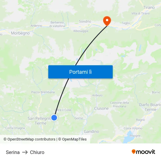 Serina to Chiuro map