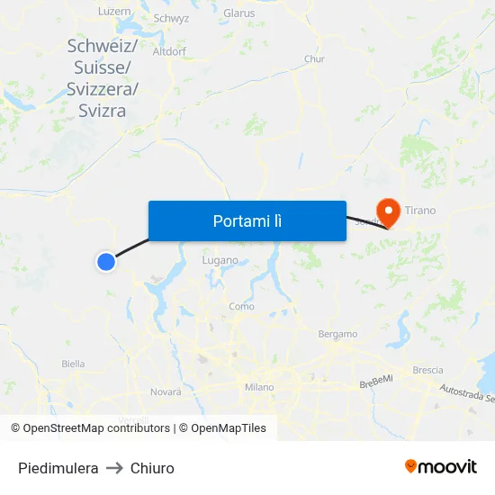 Piedimulera to Chiuro map