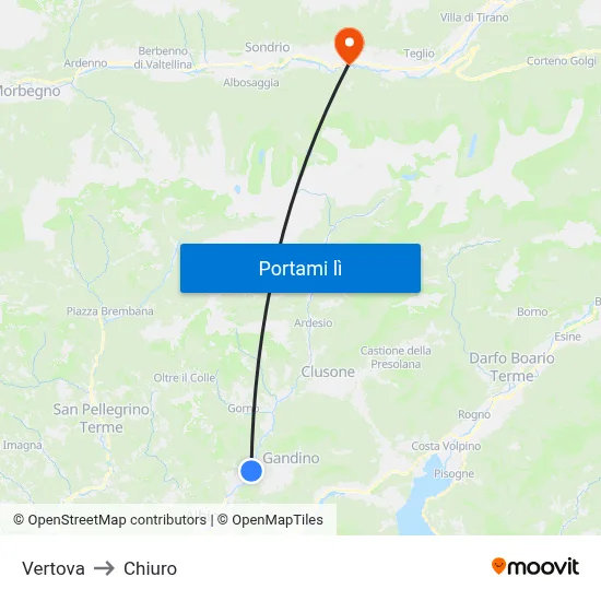 Vertova to Chiuro map