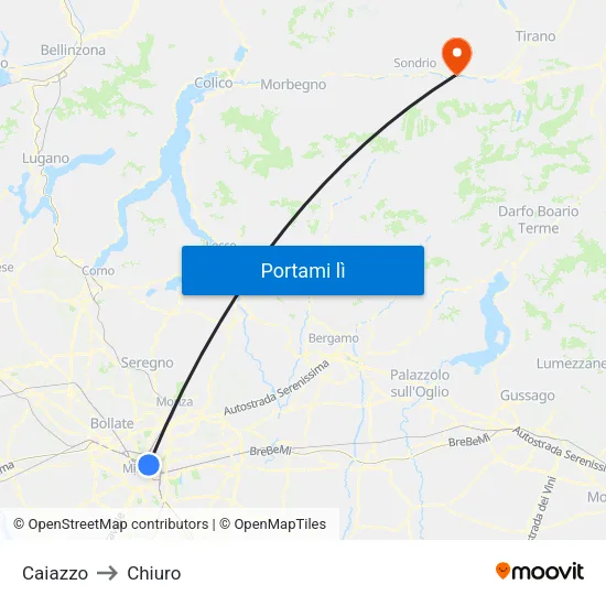 Caiazzo to Chiuro map