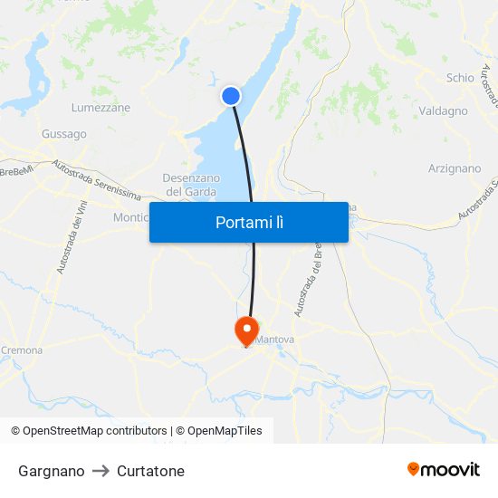 Gargnano to Curtatone map