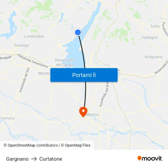 Gargnano to Curtatone map
