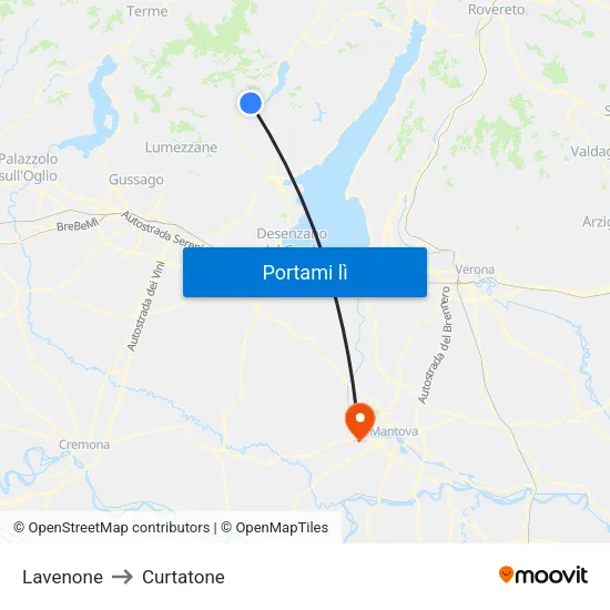 Lavenone to Curtatone map