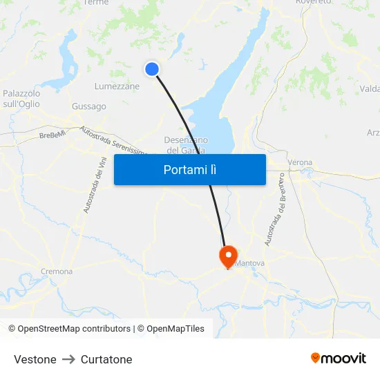Vestone to Curtatone map