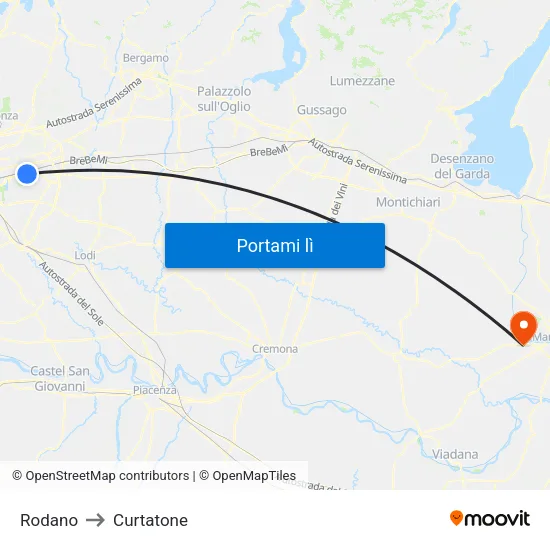 Rodano to Curtatone map