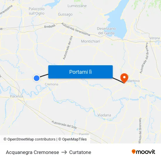 Acquanegra Cremonese to Curtatone map