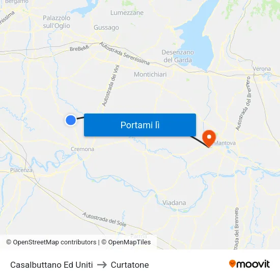 Casalbuttano Ed Uniti to Curtatone map
