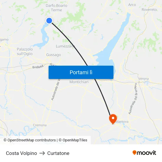 Costa Volpino to Curtatone map