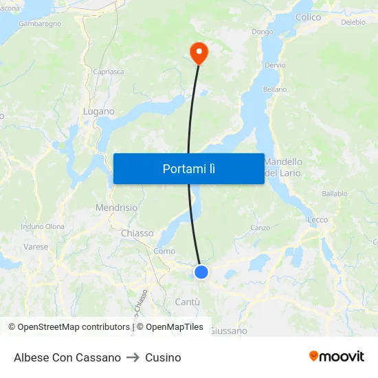 Albese Con Cassano to Cusino map