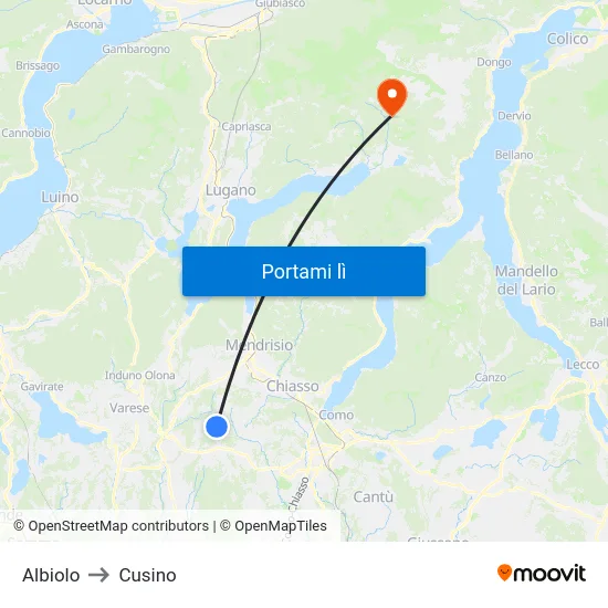 Albiolo to Cusino map