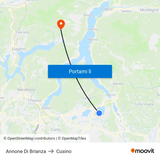 Annone Di Brianza to Cusino map