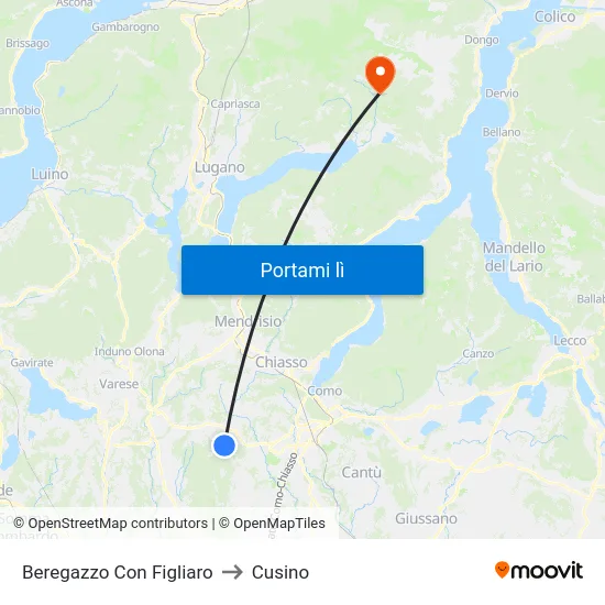 Beregazzo Con Figliaro to Cusino map