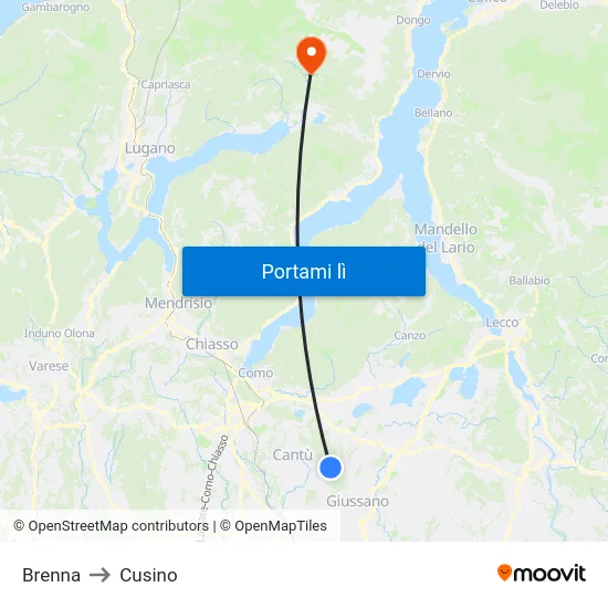 Brenna to Cusino map