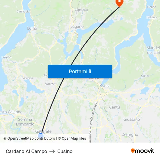 Cardano Al Campo to Cusino map