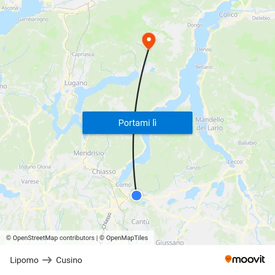 Lipomo to Cusino map