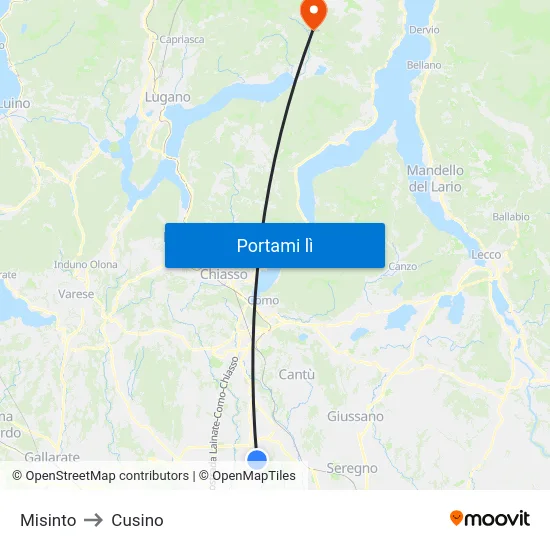 Misinto to Cusino map
