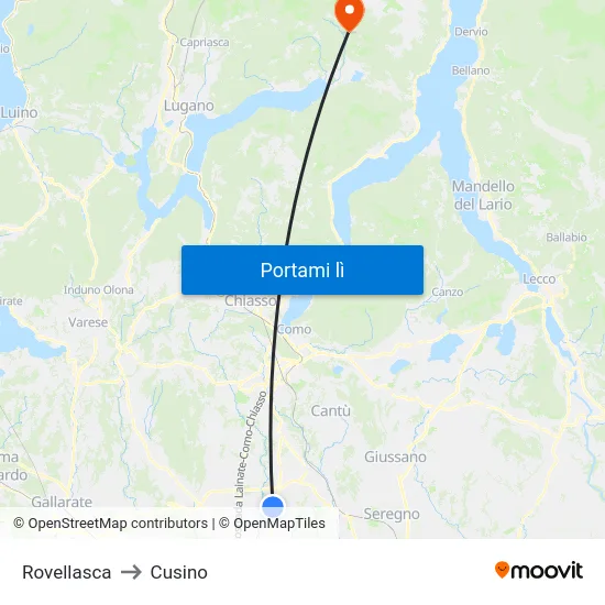 Rovellasca to Cusino map