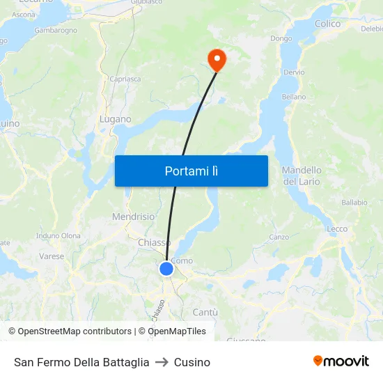 San Fermo Della Battaglia to Cusino map