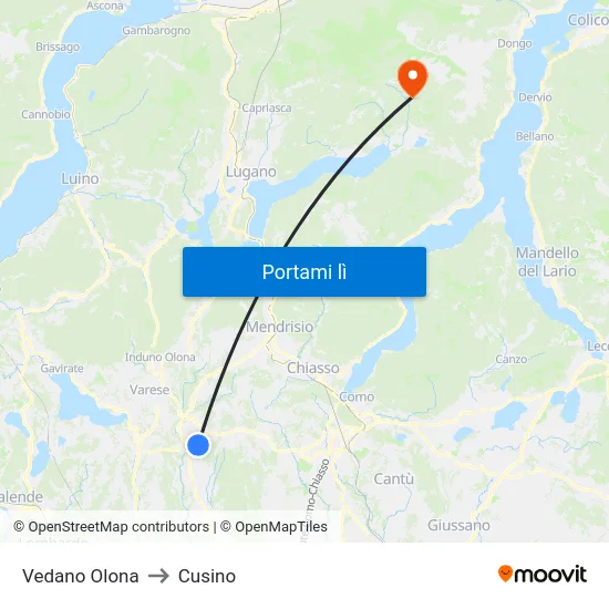 Vedano Olona to Cusino map