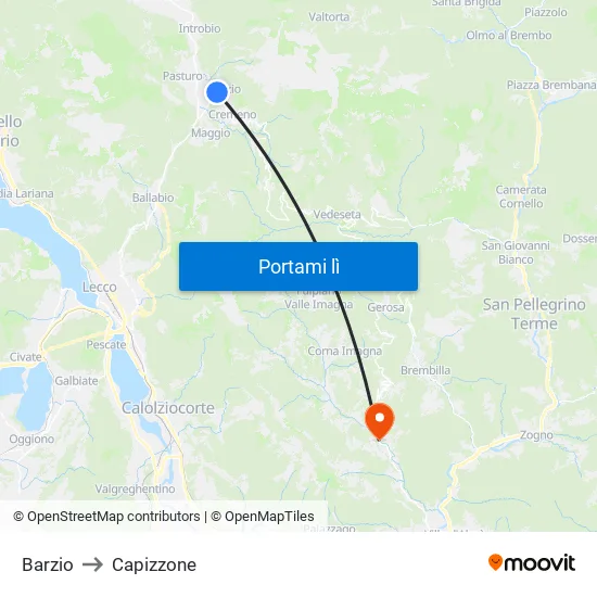 Barzio to Capizzone map