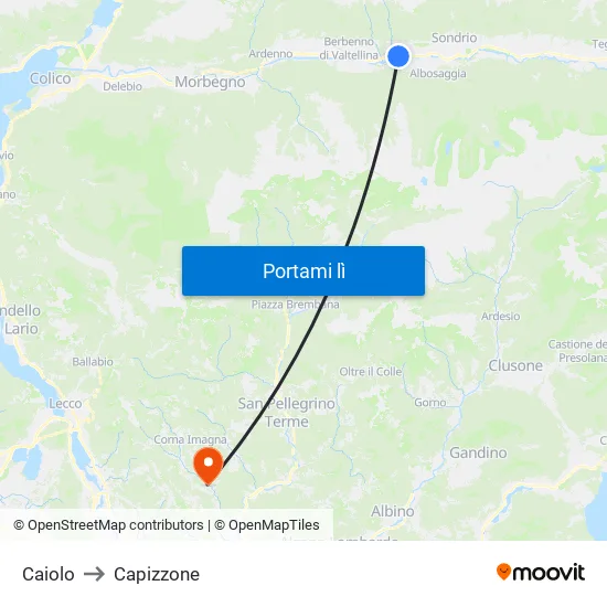 Caiolo to Capizzone map