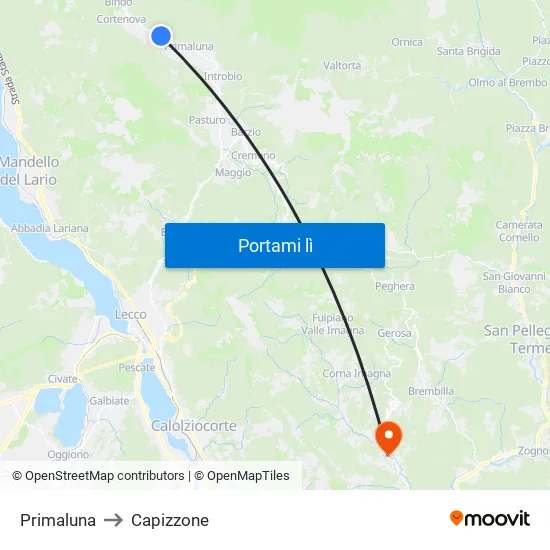 Primaluna to Capizzone map