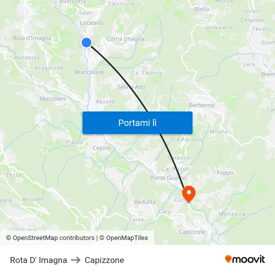 Rota D' Imagna to Capizzone map