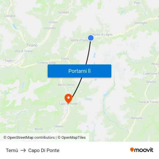 Temù to Capo Di Ponte map