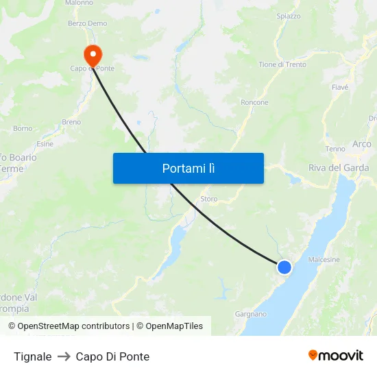 Tignale to Capo Di Ponte map